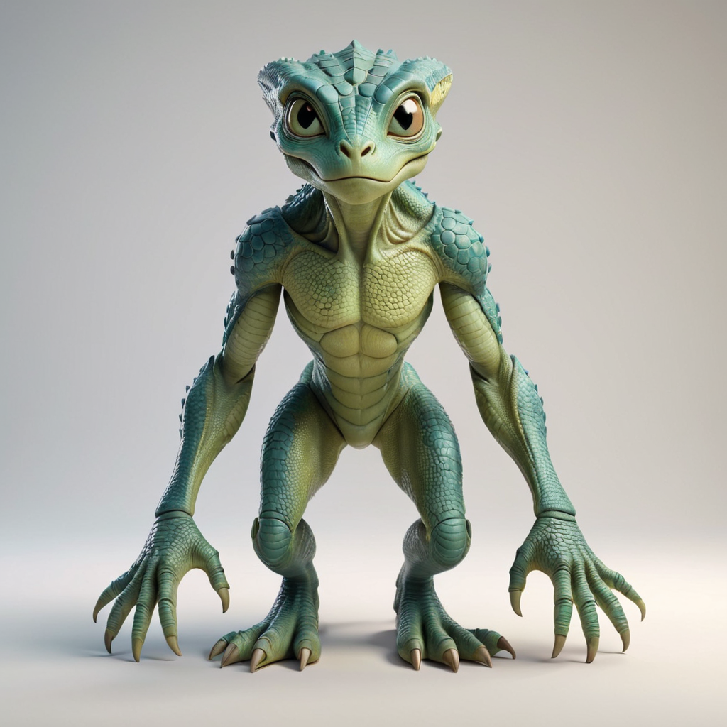 Stylized Reptile Full Bodyshot - AI Character Concept Art